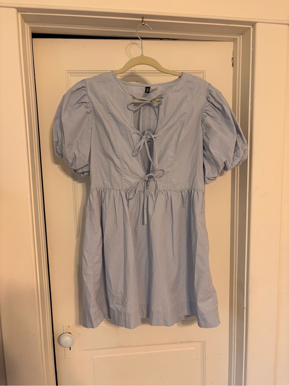 Women’s Babydoll Puff Sleeve Tie Dress
